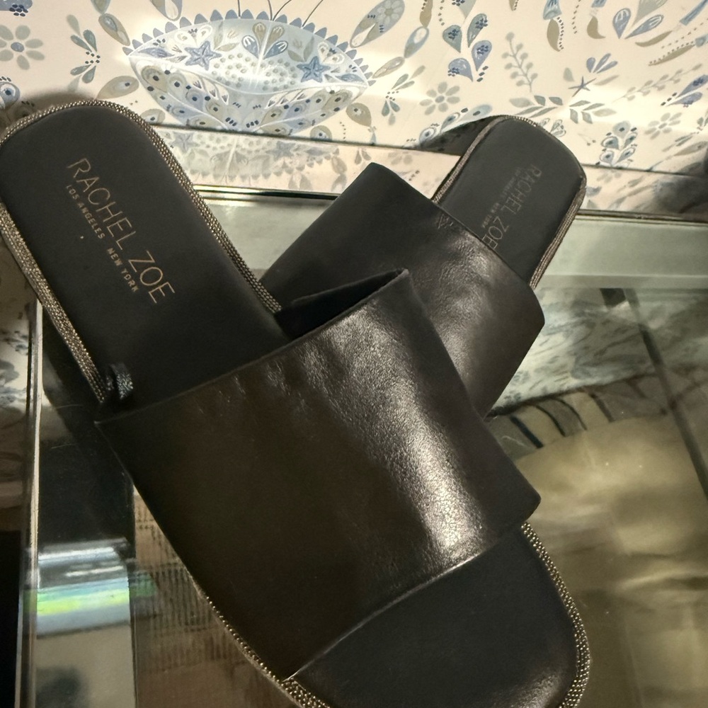 Rachel Zoe Black Leather Mules